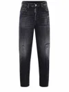 Dsquared2 Straight-leg Jeans With Faded Effect And 5 Pockets In Denim Nero