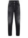 Dsquared2 Straight-leg Jeans With Faded Effect And 5 Pockets In Denim Nero
