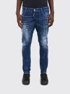 Dsquared2 Tidy Biker Blue Jeans With Paint Embellishments And Logo Patch On The Rear In Denim Man In Blue