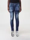 Dsquared2 Distressed Slim Fit Jeans With Mid-rise Waist In Denim