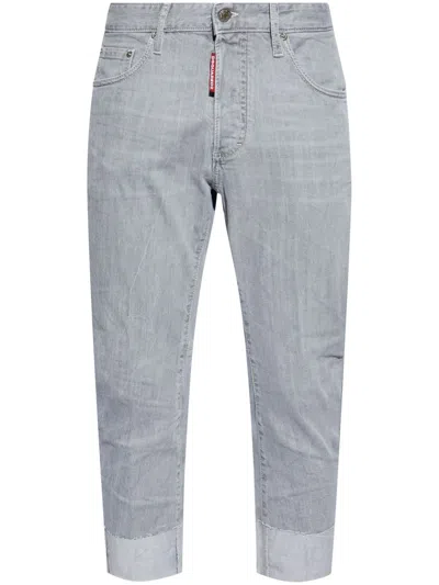 Dsquared2 Tidy Biker Cropped Jeans In Grey