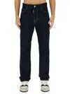 Dsquared2 Blue Jeans With Contrast Stitching And Logo Patch On The Back In Navy