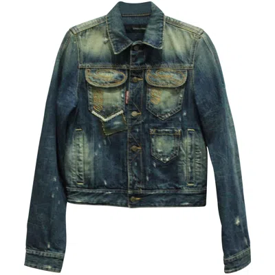 Dsquared2 Jeans Jacket With Embroidery In Green
