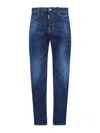 Dsquared2 Men Blue Jeans With Belt Loops And Logo Patch On The Rear In Denim Man In Blue