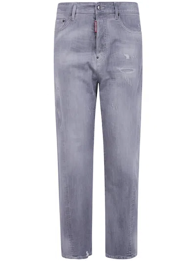 Dsquared2 Distressed Wide-leg Jeans In Gray