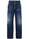 Dsquared2 Blue Five-pocket Jeans With Faded Effect And Logo Patch On The Back In Denim Man In Blue