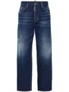 Dsquared2 Blue Five-pocket Jeans With Faded Effect And Logo Patch On The Back In Denim Man In Blue