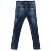 Dsquared2 Slim Fit Distressed Blue Denim Jeans With Paint Splatters In Multicolor