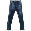 Dsquared2 Slim Fit Distressed Blue Denim Jeans With Paint Splatters In Multicolor