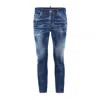 Dsquared2 Distressed Slim-fit Jeans With Paint Splatter Details In Navy