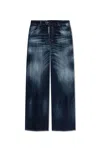 Dsquared2 Wide-leg High-waist Jeans With Faded Wash In Blue