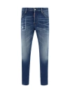 Dsquared2 Distressed Skinny Jeans In Navy Blue