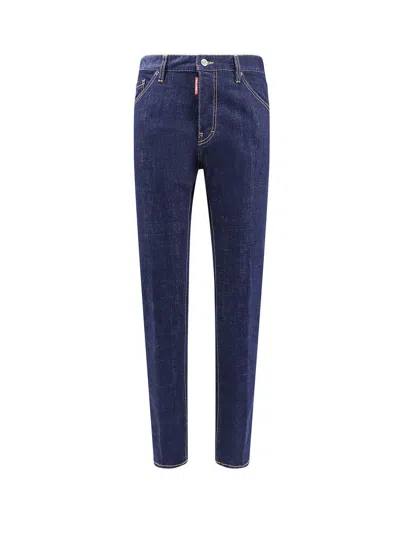 Dsquared2 Denim Jeans With Back Leather Logo Patch In Blue