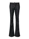 Dsquared2 Black Flared Stretch Cotton Jeans With Mid-rise And Distressed Effect In Negro