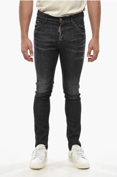 Dsquared2 Jeans Regular Fit A Lavaggio Scuro 16cm In Black