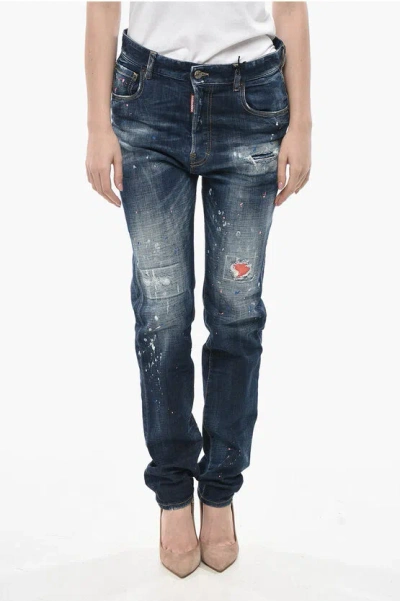 Dsquared2 Jeans Regular Fit Paint Effect 17cm In Blue
