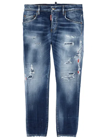 Dsquared2 Jeans Skater Effetto Destroy In Blue