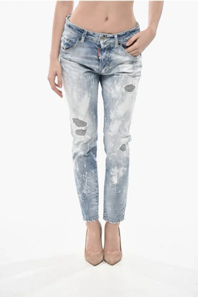 Dsquared2 Jeans Skinny Dan Bleached Effect 13cm In Blue