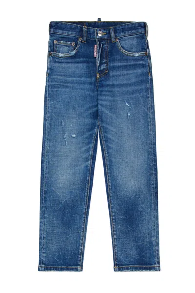 Dsquared2 Jeans Slim Blu Medio Con Abrasioni
