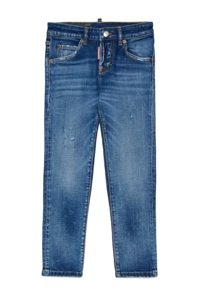 DSQUARED2 MEDIUM BLUE SLIM JEANS WITH ABRASIONS