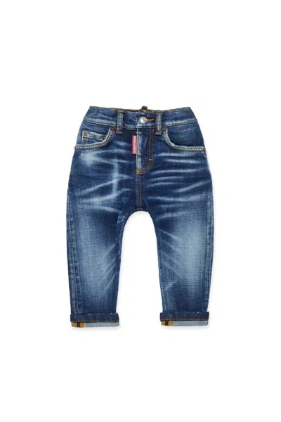 Dsquared2 Jeans Slim Blu Scuro Sfumato In Blue