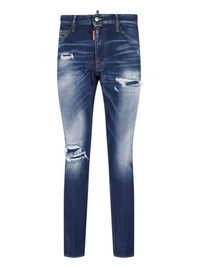 Dsquared2 Jeans Slim Destroyed In Blue