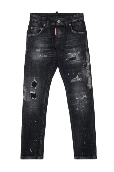 Dsquared2 Kids' Slim Fit Black-wash Jeans