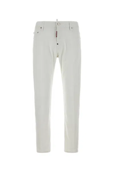 Dsquared2 Stretch Denim Slim Twist Jeans Belt Loops In White