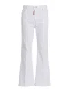 Dsquared2 White Cropped Wide Leg Denim Jeans In White