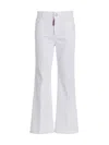 Dsquared2 White Cropped Wide Leg Denim Jeans In White