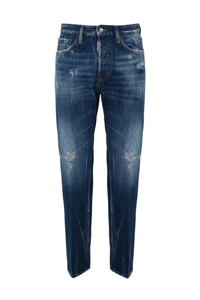 Dsquared2 Jeans Trousers 642 In Navy Blue
