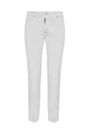 Dsquared2 Stretch Cotton Trouser With White Bull Tag In White