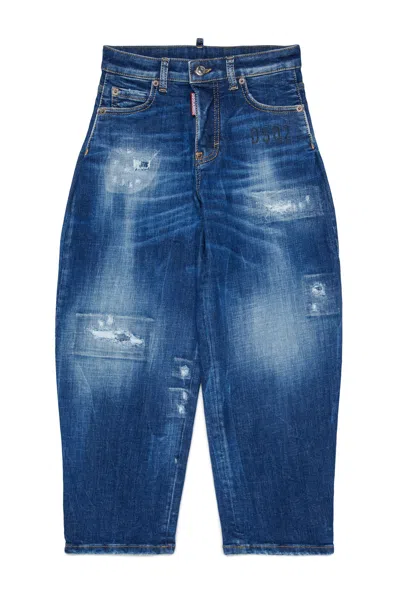 DSQUARED2 MEDIUM BLUE REALXED JEANS WITH RIPS