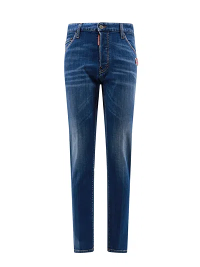 Dsquared2 Jeans With Enamelled Metal Logo Patch In Blue