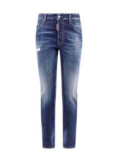 Dsquared2 Jeans With Maxi Logo Tag In Blue