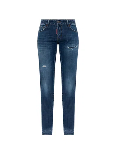 Dsquared2 Jenna Distressed Faded-effect Jeans In Blue