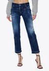 Dsquared2 Jenna Distressed Straight Jeans In Blue