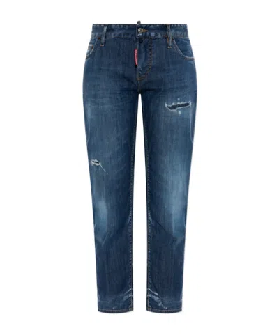 Dsquared2 Jenna Wash Distressed Trousers In Blue