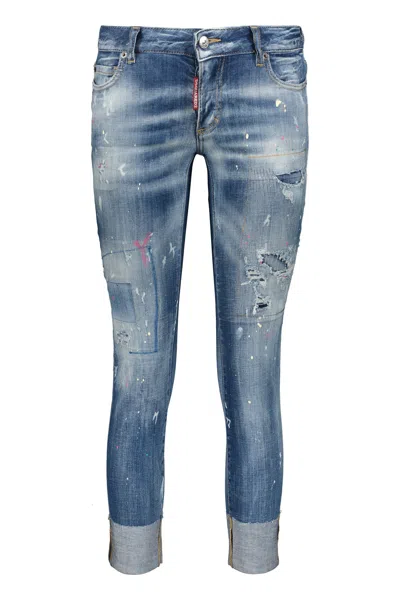 Dsquared2 Jennifer Bleached Slim-fit Jeans In Blue
