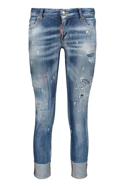 Dsquared2 Jennifer Bleached Slim-fit Jeans In Denim