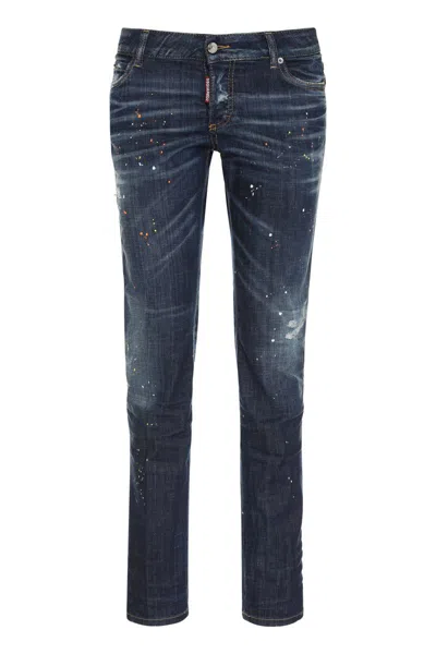 Dsquared2 Jennifer Destroyed Straight Leg Jeans In Denim