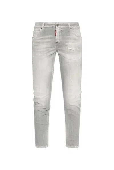 Dsquared2 Woman Jeans Grey Size 10 Cotton, Elastane