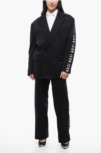Dsquared2 Jersey Be Icon Suit With Side Logoed Band In Black