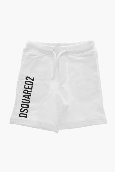 Dsquared2 Jersey Shorts With Printed Logo In White