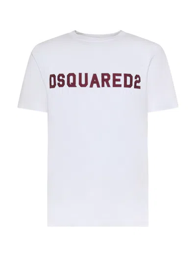 Dsquared2 White T-shirt With Embroidered Logo On The Chest In Cotton Man In Multi