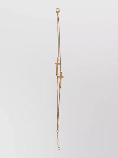 Dsquared2 Jesus Bracelet With Cross Pendant In Gold