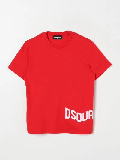 Dsquared2 Junior T-shirt With Logo Print In 红色