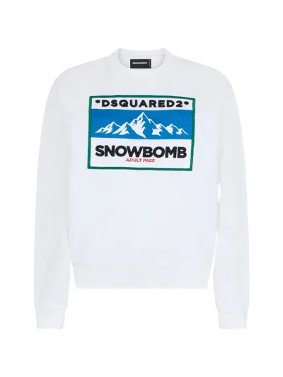 Dsquared2 Just Right Fit Graphic-print Crew-neck Cotton Sweatshirt In Multi