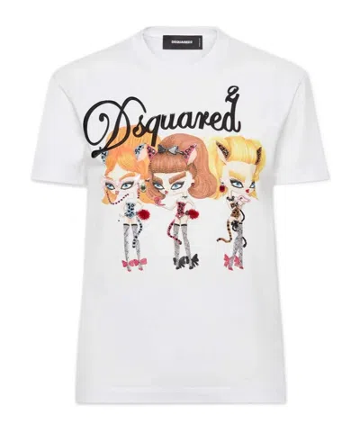 Dsquared2 Just Right Fit Rhinestone T-shirt In White