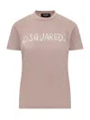 Dsquared2 White Fade Just Right Fit Handwritten Logo T In Pink